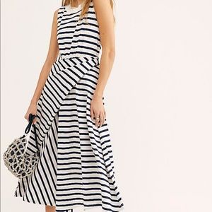 NWT Free People ivory and navy midi dress
